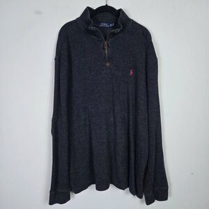 Polo Ralph Lauren Mens 1/4 Zip Pullover Sweater Size XXL Grey Neutral Classic